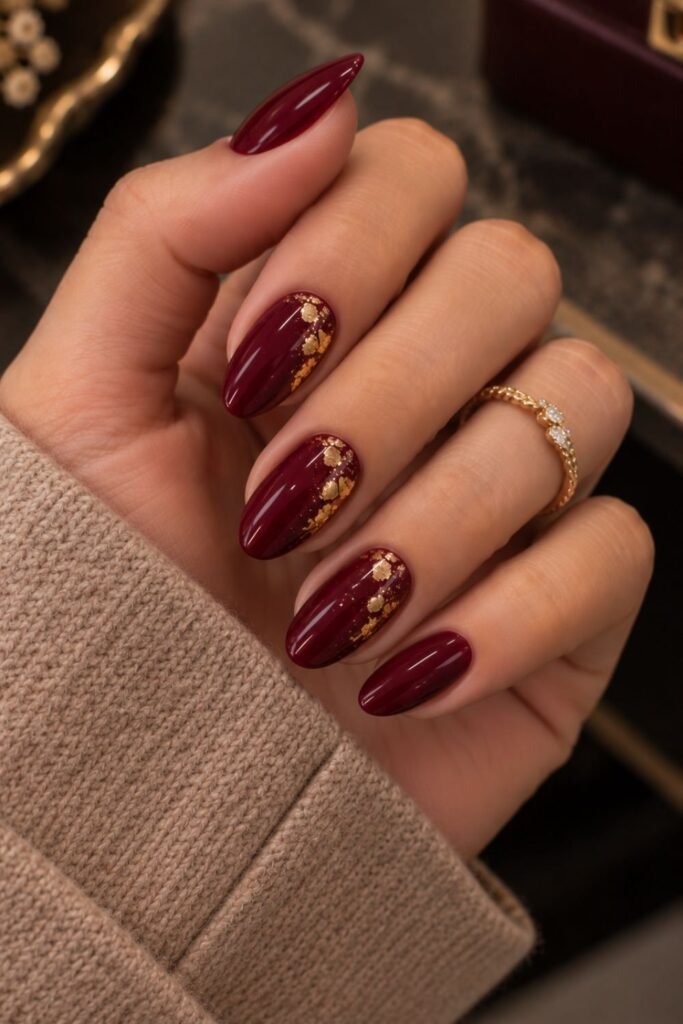 Burgundy With Fine Gold Foil