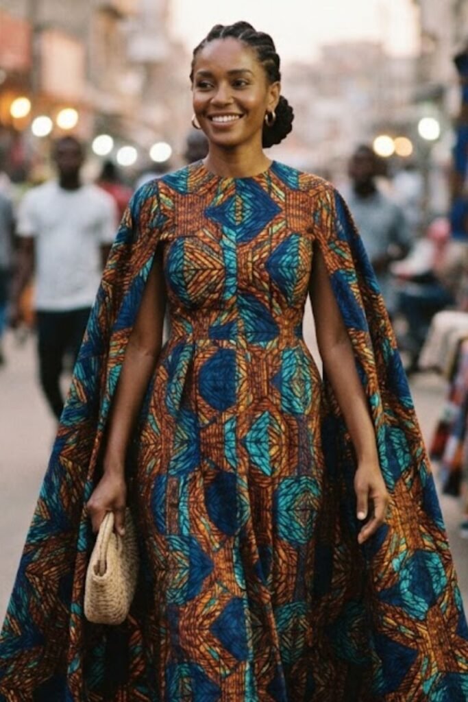 Cape Sleeve Maxi Dress
