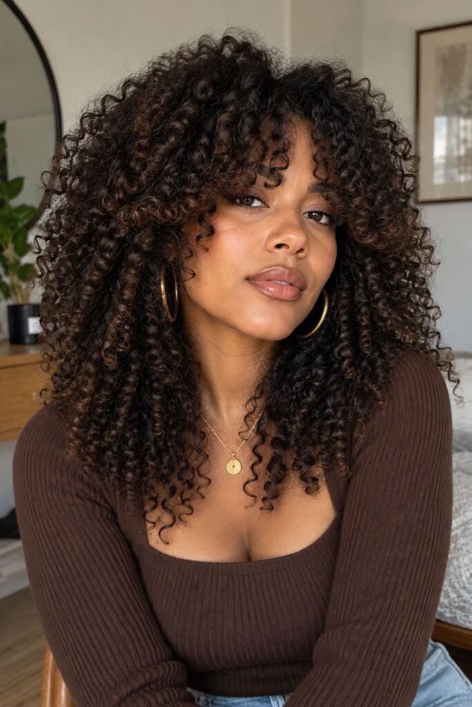 Curly Bottleneck Bangs