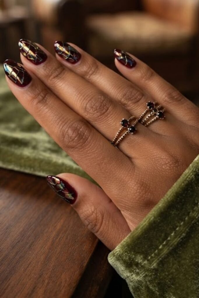 Cracked Glass with Dark Cherry Red Base