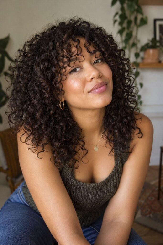 Curly Bottleneck Bangs