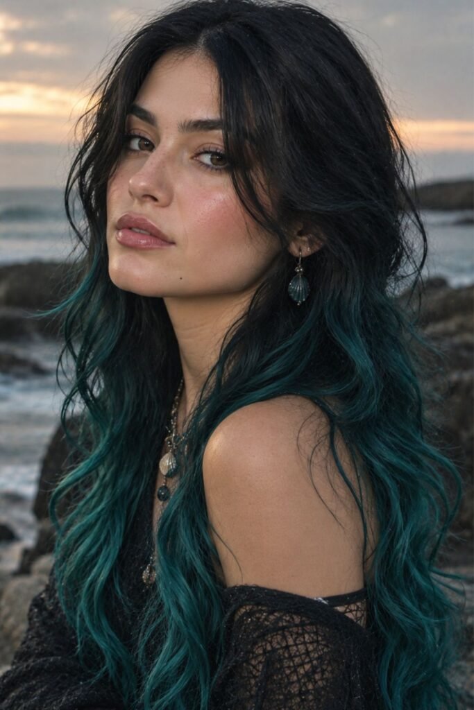 Dark Teal and Black Ombre