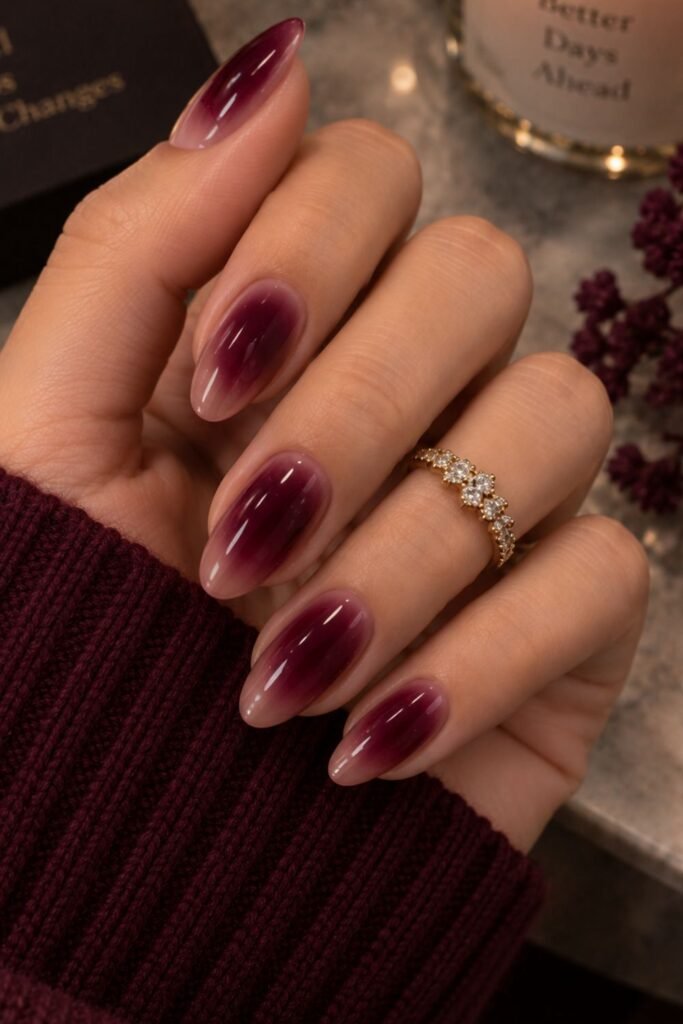 Deep Wine Aura Nails