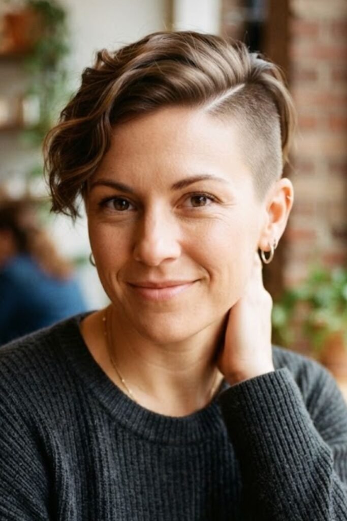 Defined Part Pixie with Shaved Sides