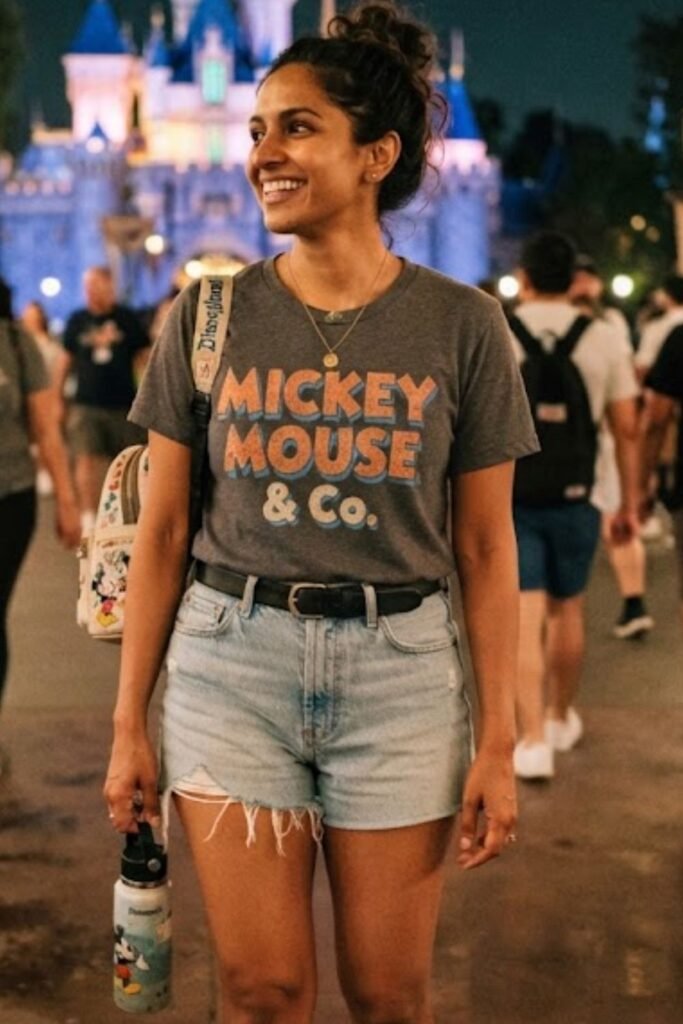 Denim Shorts with a Graphic Tee