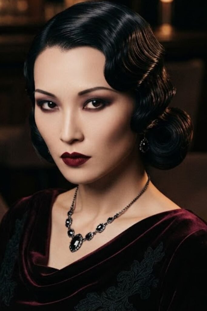 Finger Waves on Dark Hair