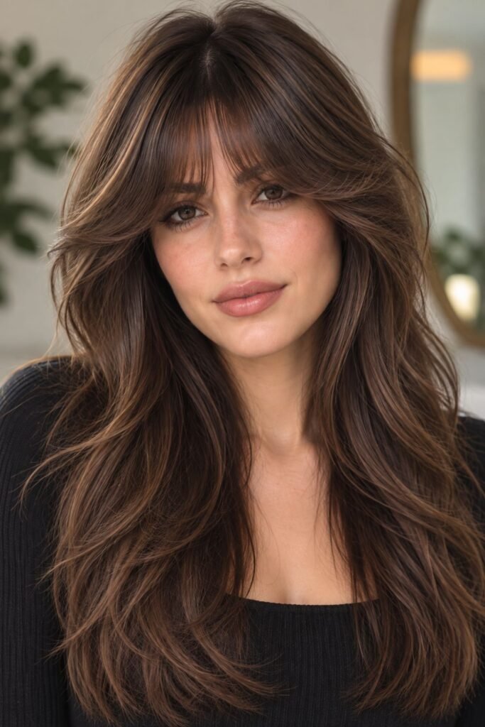 Full Bottleneck Bangs for Thick Hair