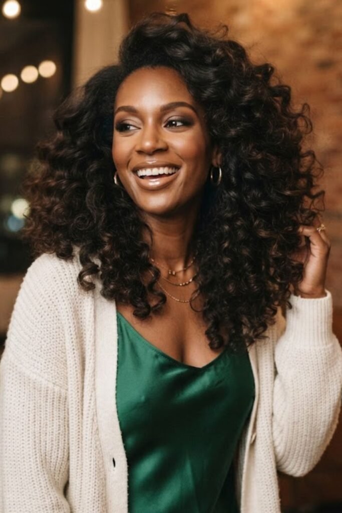 Full Voluminous Blowout Curls on Long Hair