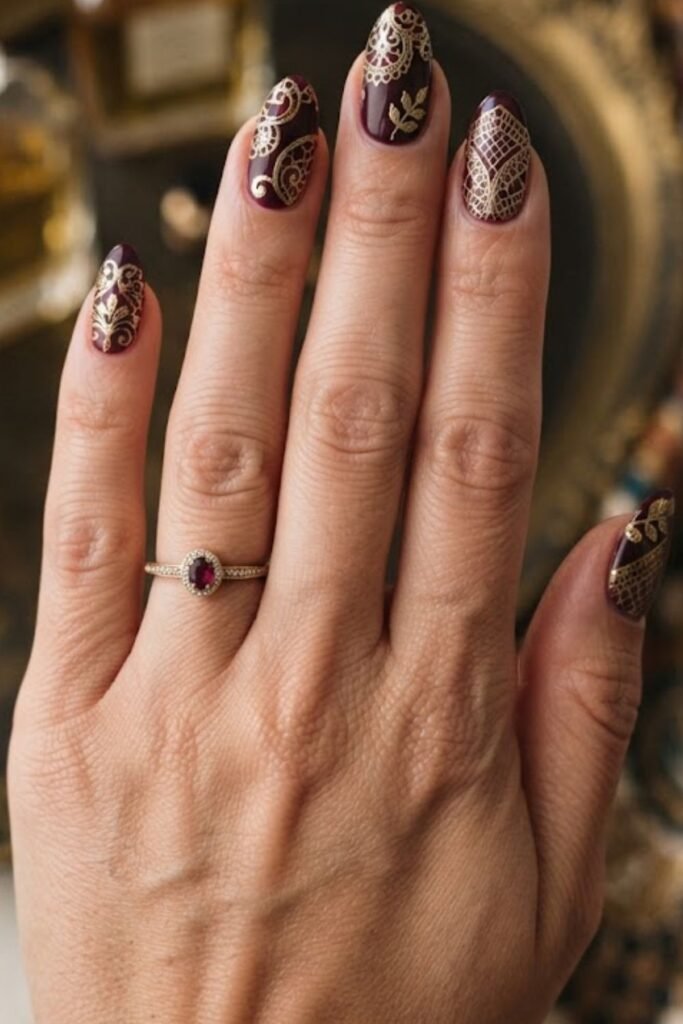 Gold Lace on Deep Berry