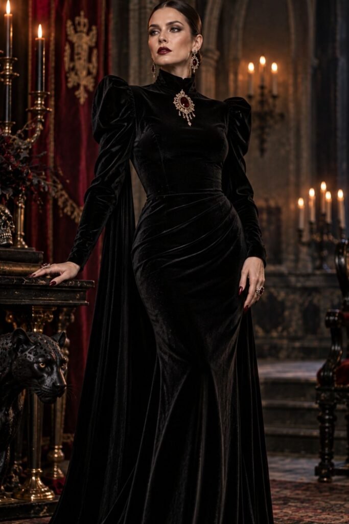Gothic Matriarch in a Column Gown