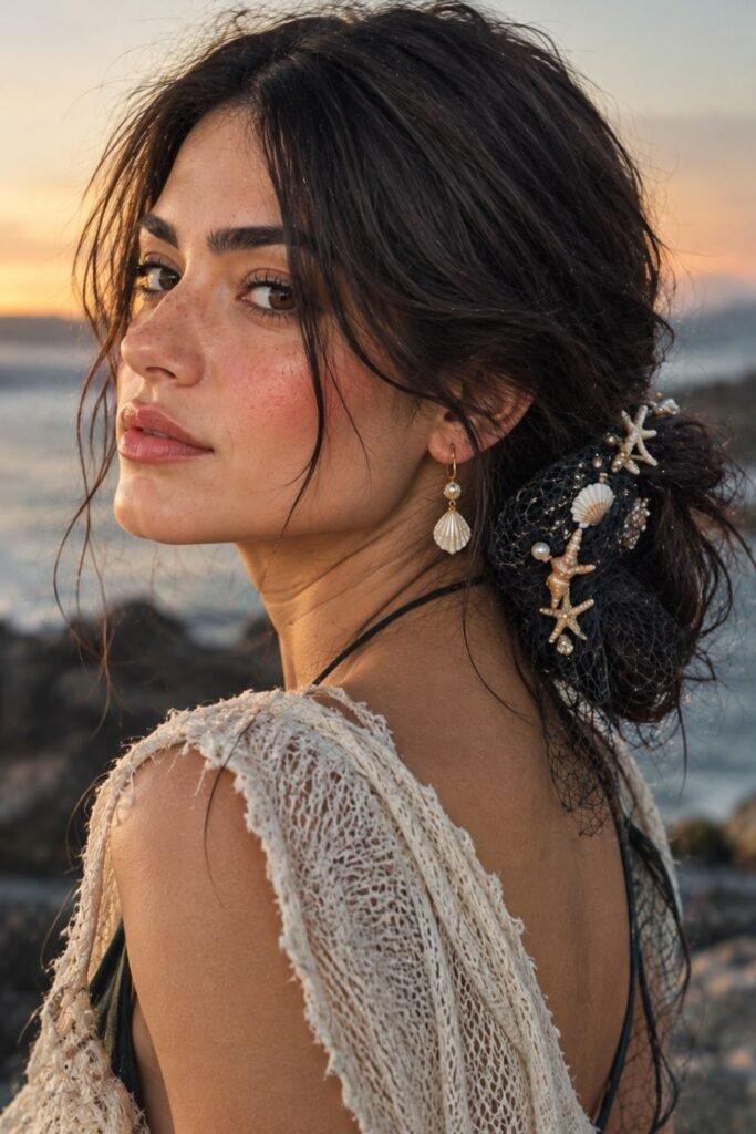 Low Gathered Style with Ocean Accessories