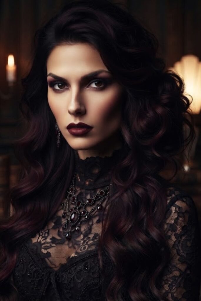 Low Side Bun with Loose Vampy Waves