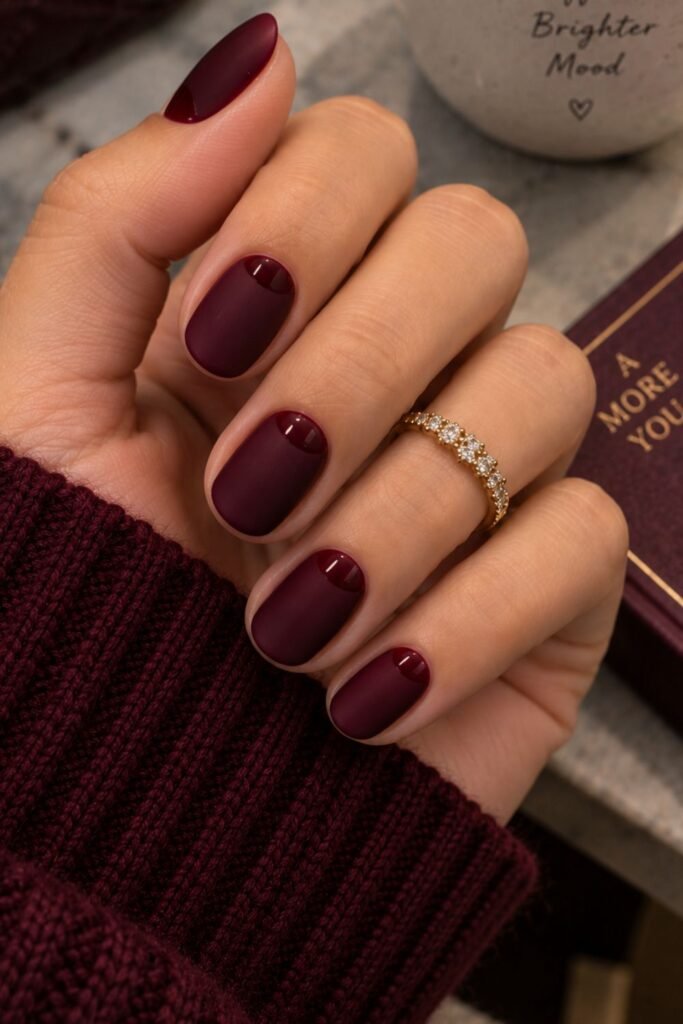 Matte Burgundy With Glossy Half Moons