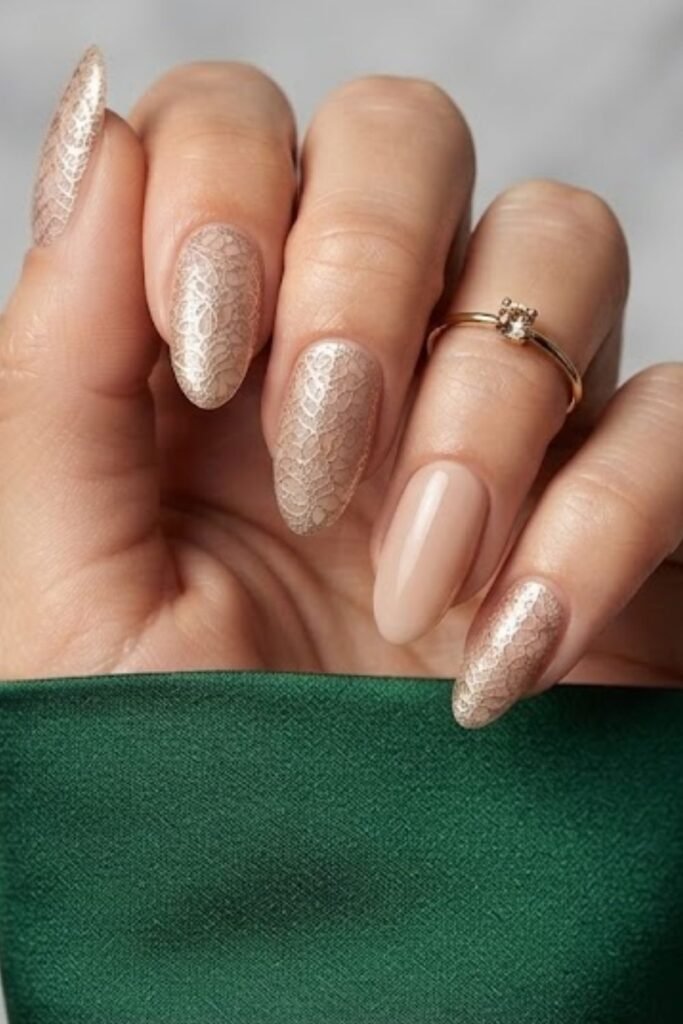 Metallic Lace on Nude