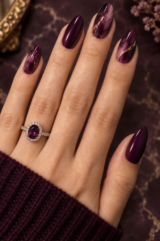 Plum Marble With Fine Gold Veins