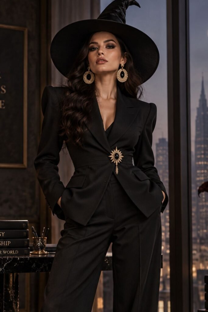 Power Witch in a Sculpted Black Suit