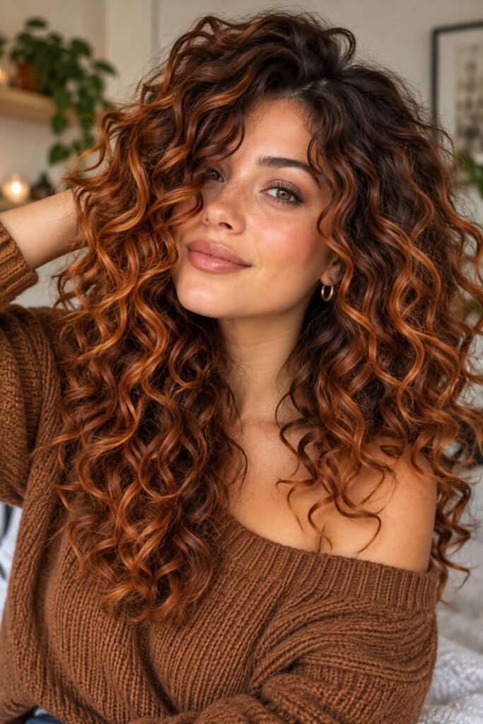 Pumpkin Copper on Curly Hair