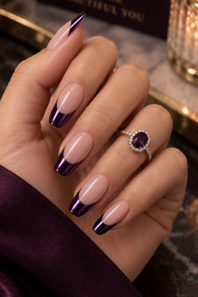 Purple Chrome French Tips