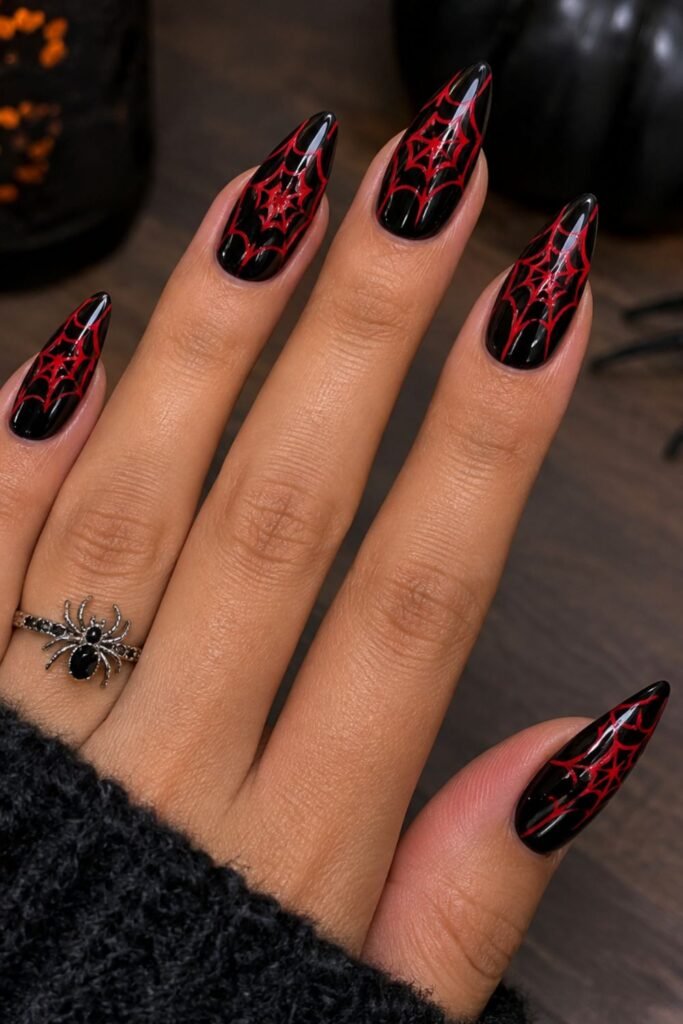 Red Web on Black Base