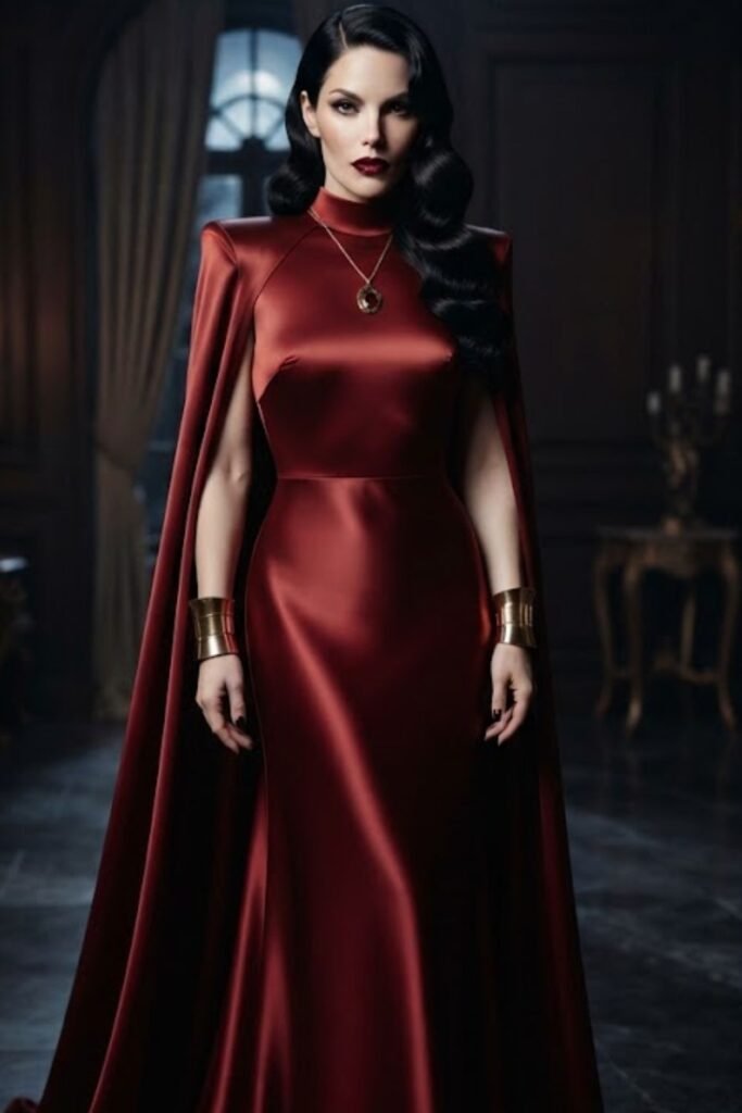 Ruby Vampire in Liquid Satin