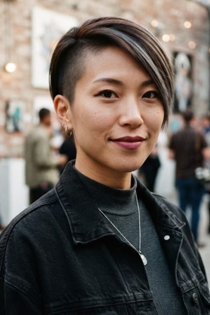 Shaved Sides Pixie on Straight Hair
