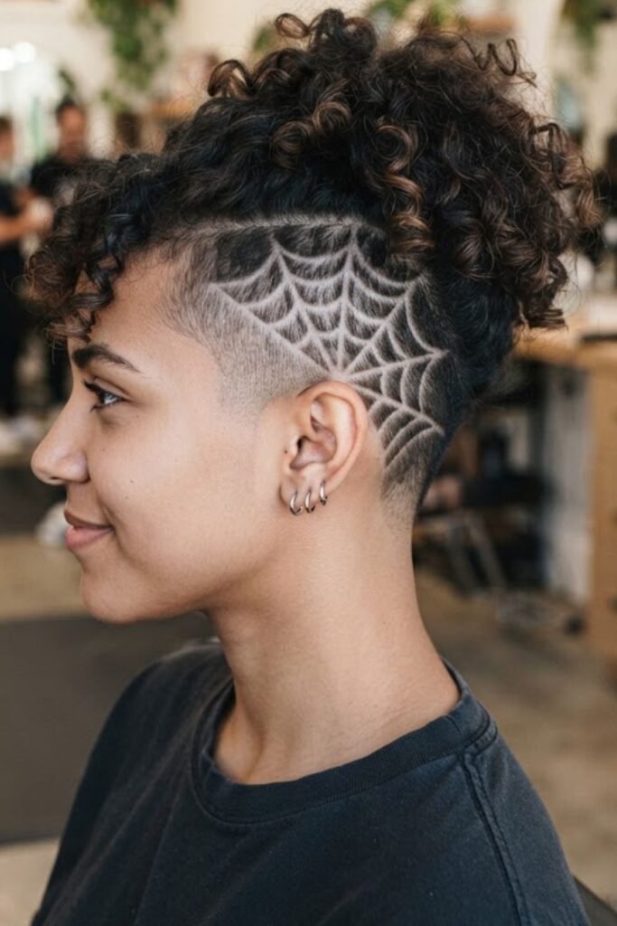 Spider Web Shaved into the Side