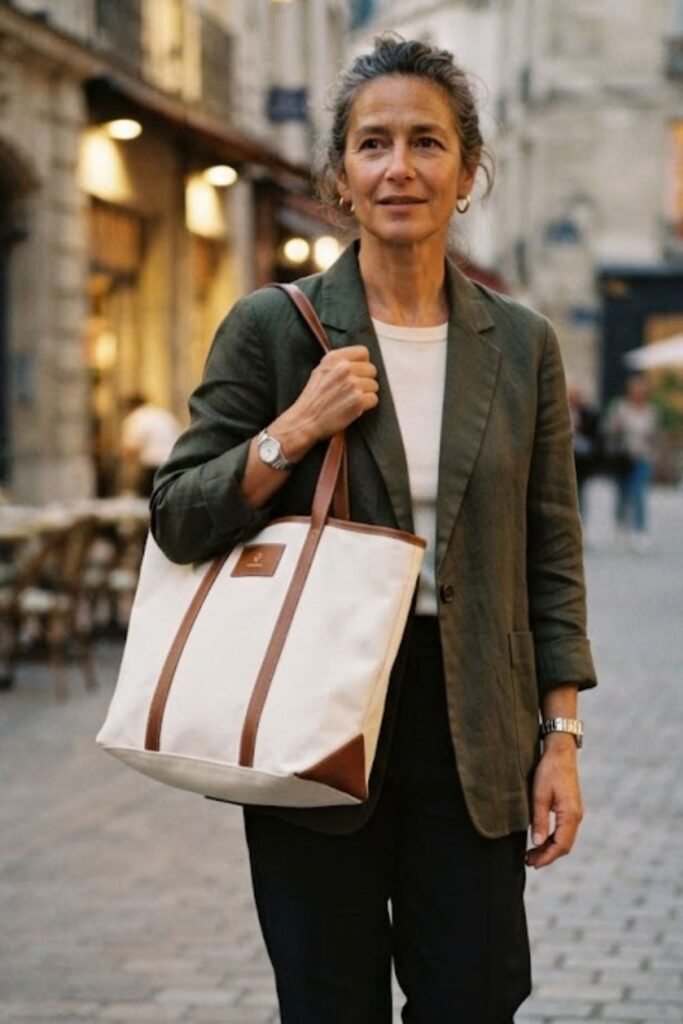 The Canvas Tote with Leather Trim