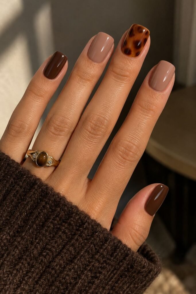 Tortoiseshell Accent Nails