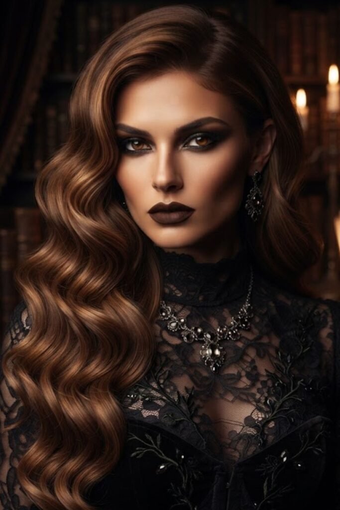 Vampy Waves on Caramel Brown Hair