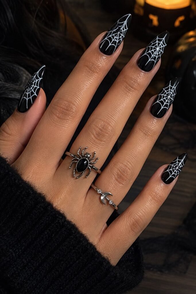 White Web on Black Base