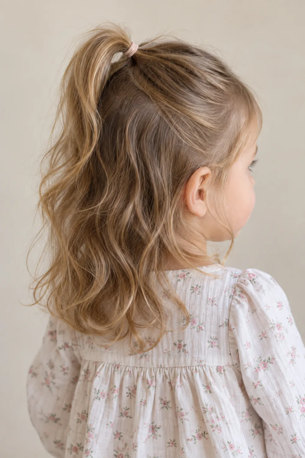 Half-up mini ponytail with the lower hair left loose