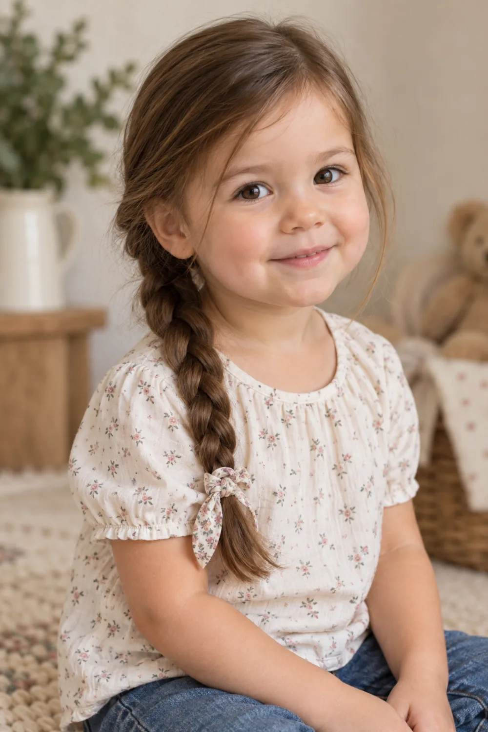 Toddler girl wearing a relaxed side braid