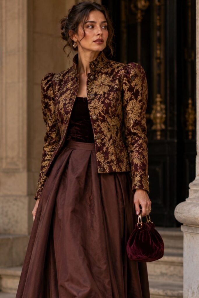 Brocade Jacket + Long Skirt