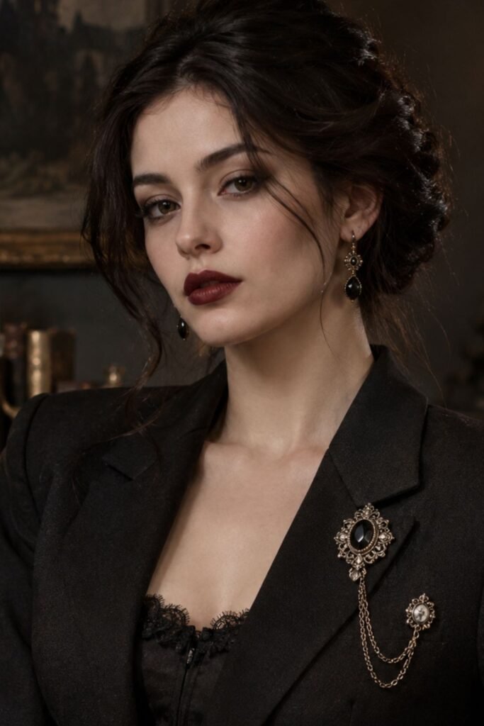 Brooch Chain Across a Blazer Lapel