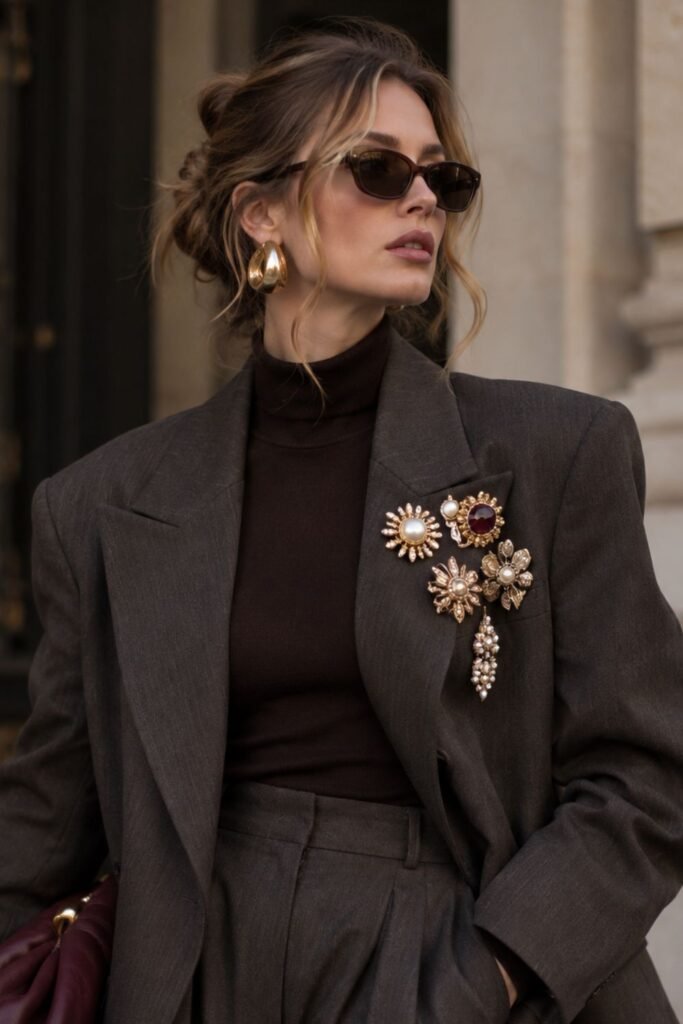 Brooch Cluster + Oversized Suit