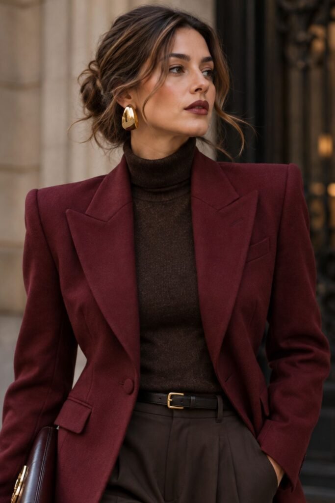 Burgundy Sculpted Blazer