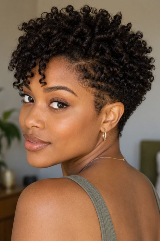 Coily Long Pixie With Tapered Nape