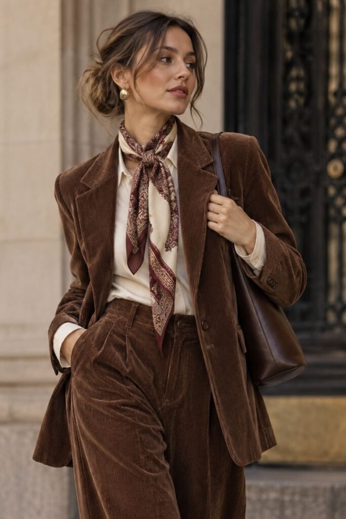 Corduroy Suit + Scarf Tie