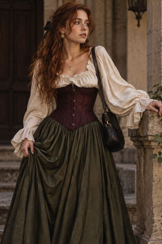Corseted Blouse + Full Skirt