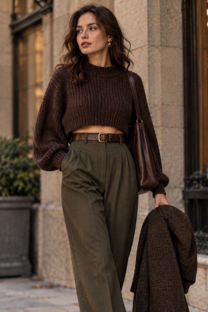 Cropped Knit + High-Waist Trousers
