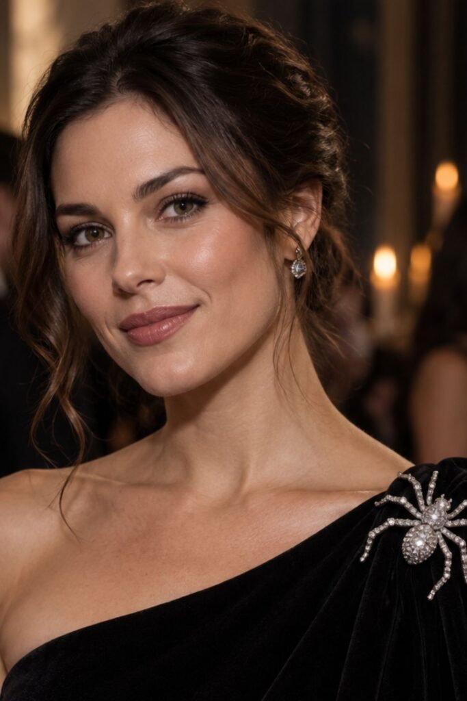 Crystal Spider Brooch at the Shoulder