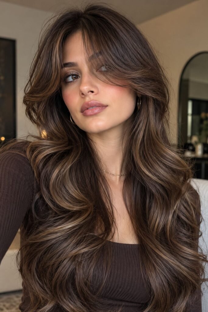 Curtain bangs with an S-curve blowout