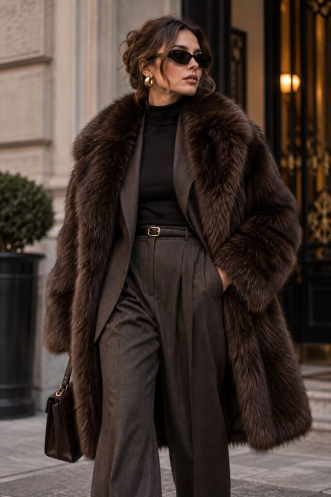 Dramatic Faux-Fur Coat + Tailoring