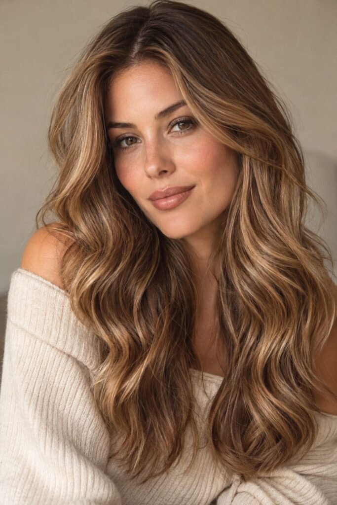 Woman with golden amber bronde hair