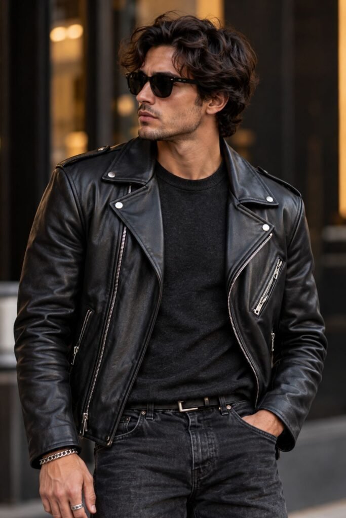 Leather Biker With Dark Denim (1)