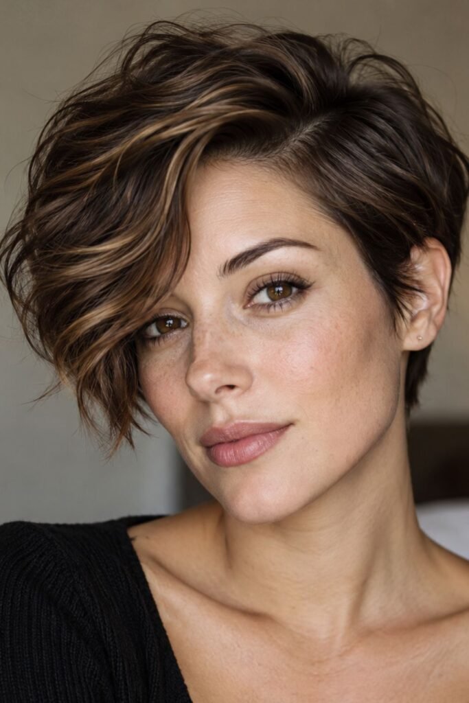 Long Pixie With Deep Side Part