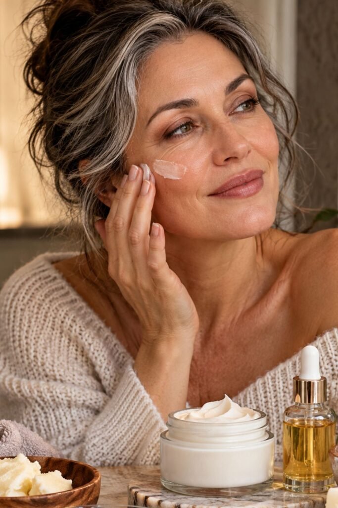 Moisturizer and serum flat lay with barrier-supporting textures