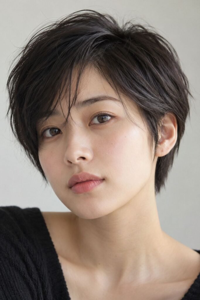 Low-Contrast Long Pixie With Natural Texture