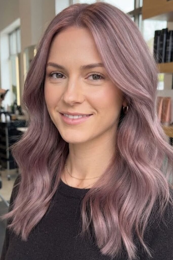 Mauve rose gold hair with cool pink tones