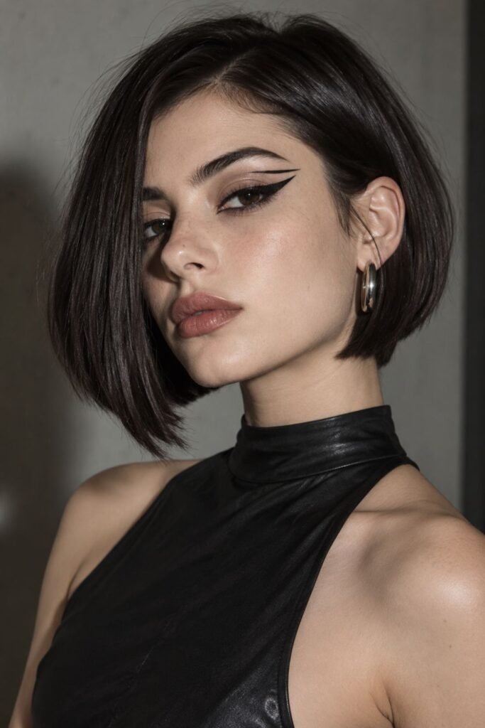 Micro Asymmetric Bob With Graphic Liner